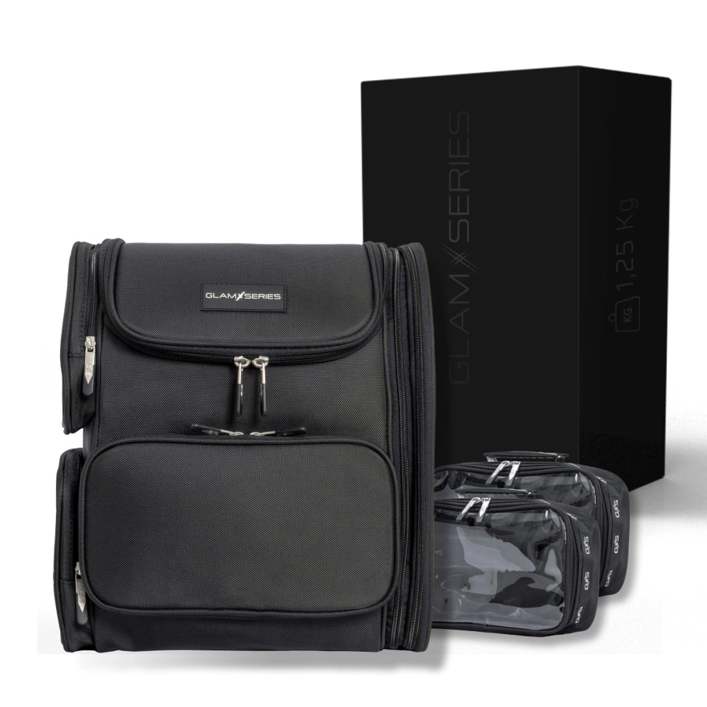 GlamSeries GlamPacker Zaino porta trucchi ergonomico ed espandibile, borsa per il trucco con scomparto con protezione termica, ideale per truccatori e parrucchieri
