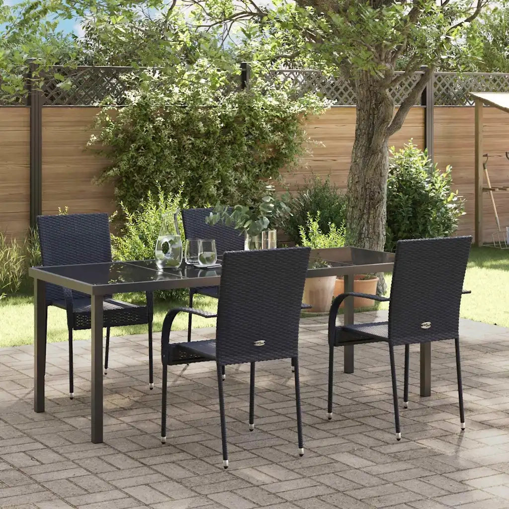 Set da Pranzo per Giardino 5 pcs Nero 3379407