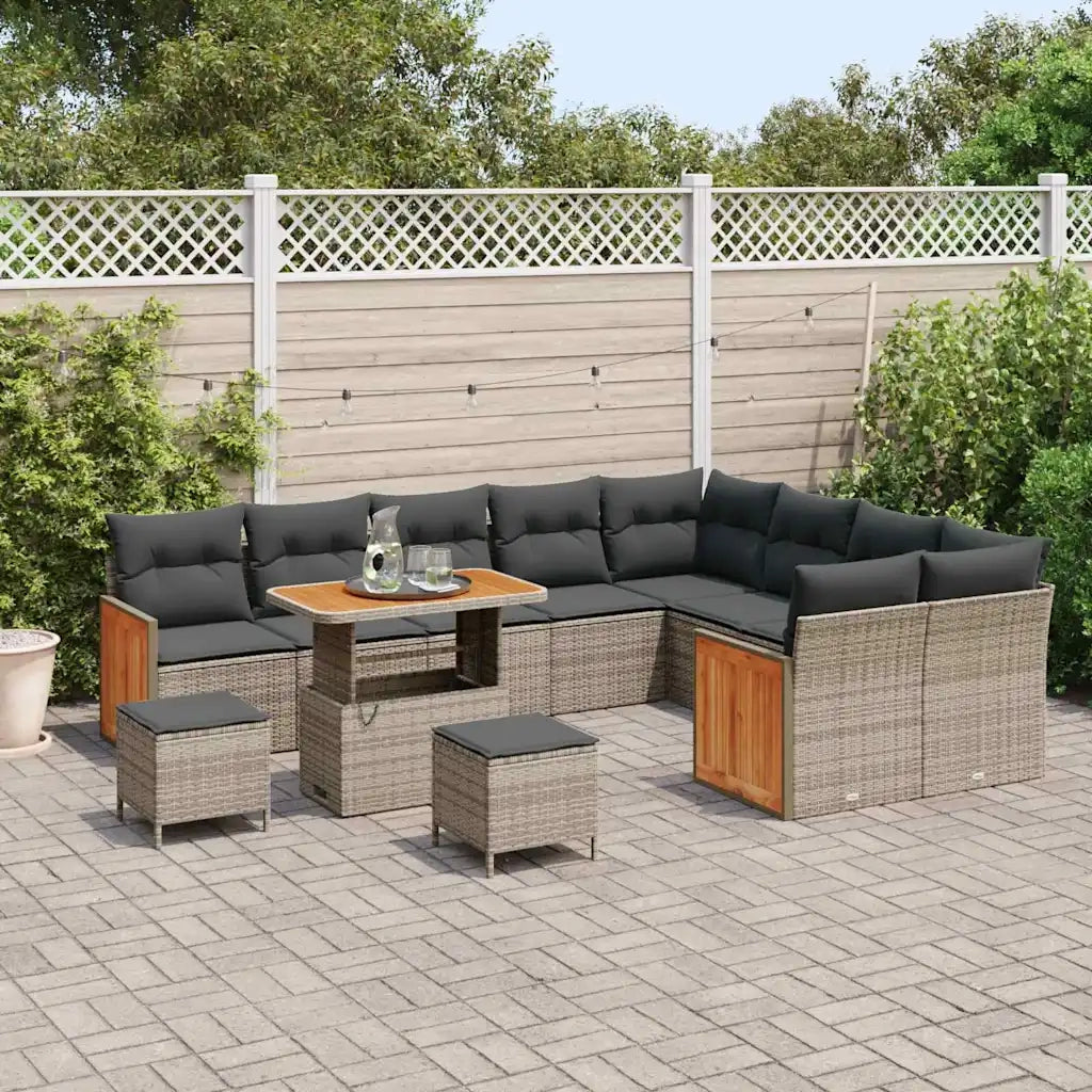 Set Divano da Giardino con cuscino 13 pcs Grigio polyrattan 3365298