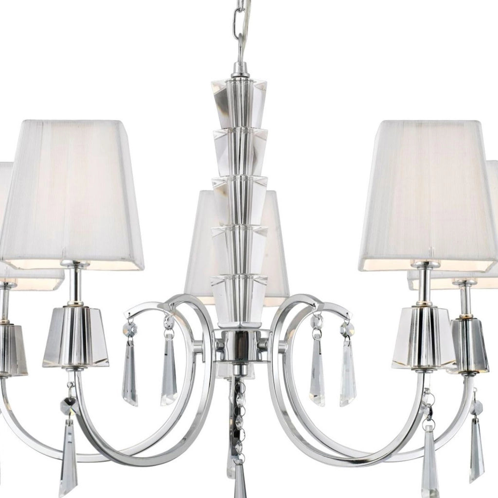 Portico 5Lt Pendant - Metallo cromato, acrilico e paralumi a corda