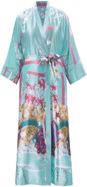 Kimono Badjas Donne Lunghe 3XL Grandi Dimensioni Camicia da Camera Leggera Kimono Giapponese Yukata Sakura Ukiyoe Blu Pastello