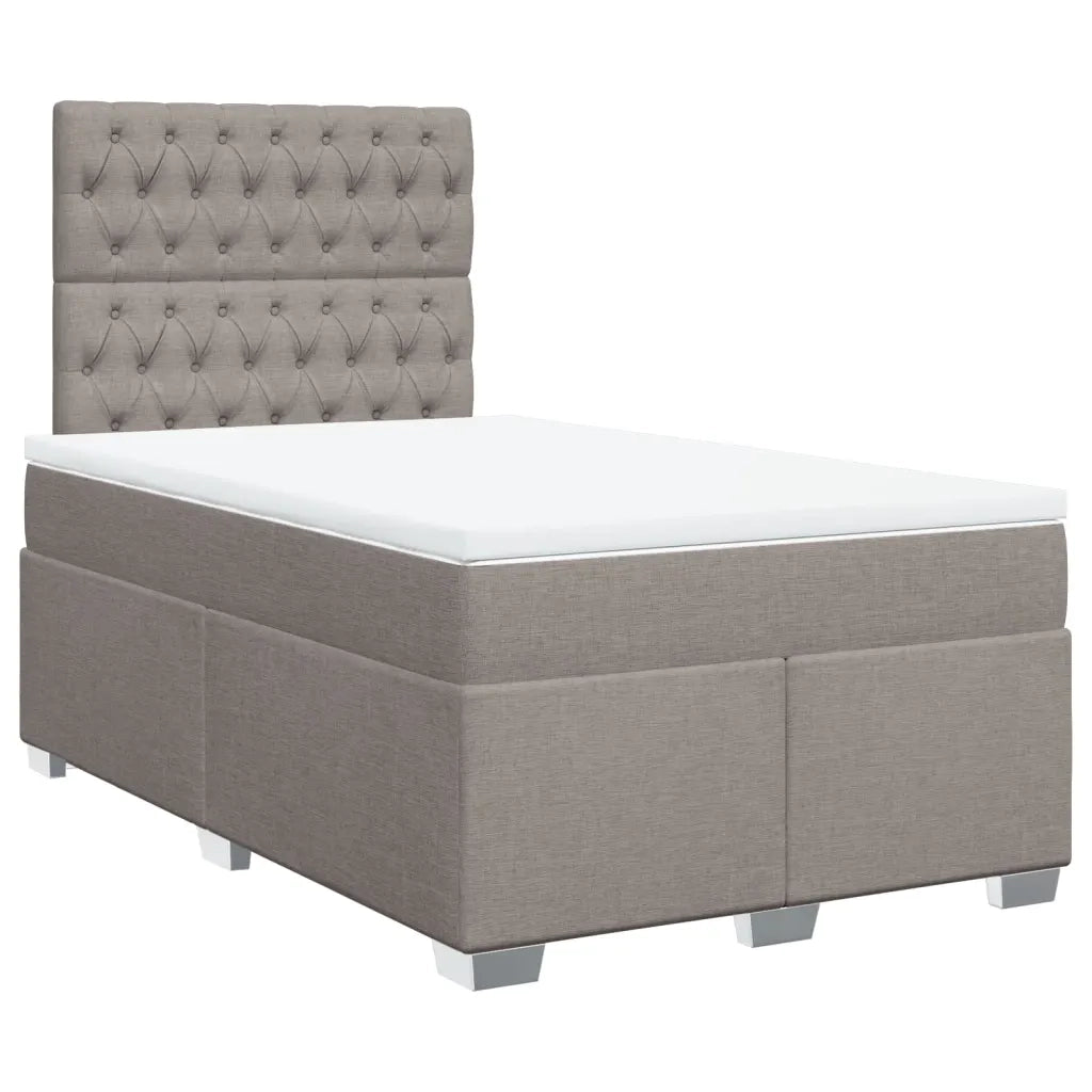 vidaXL Giroletto a Molle con Materasso Tortora 120x190 cm in Tessuto