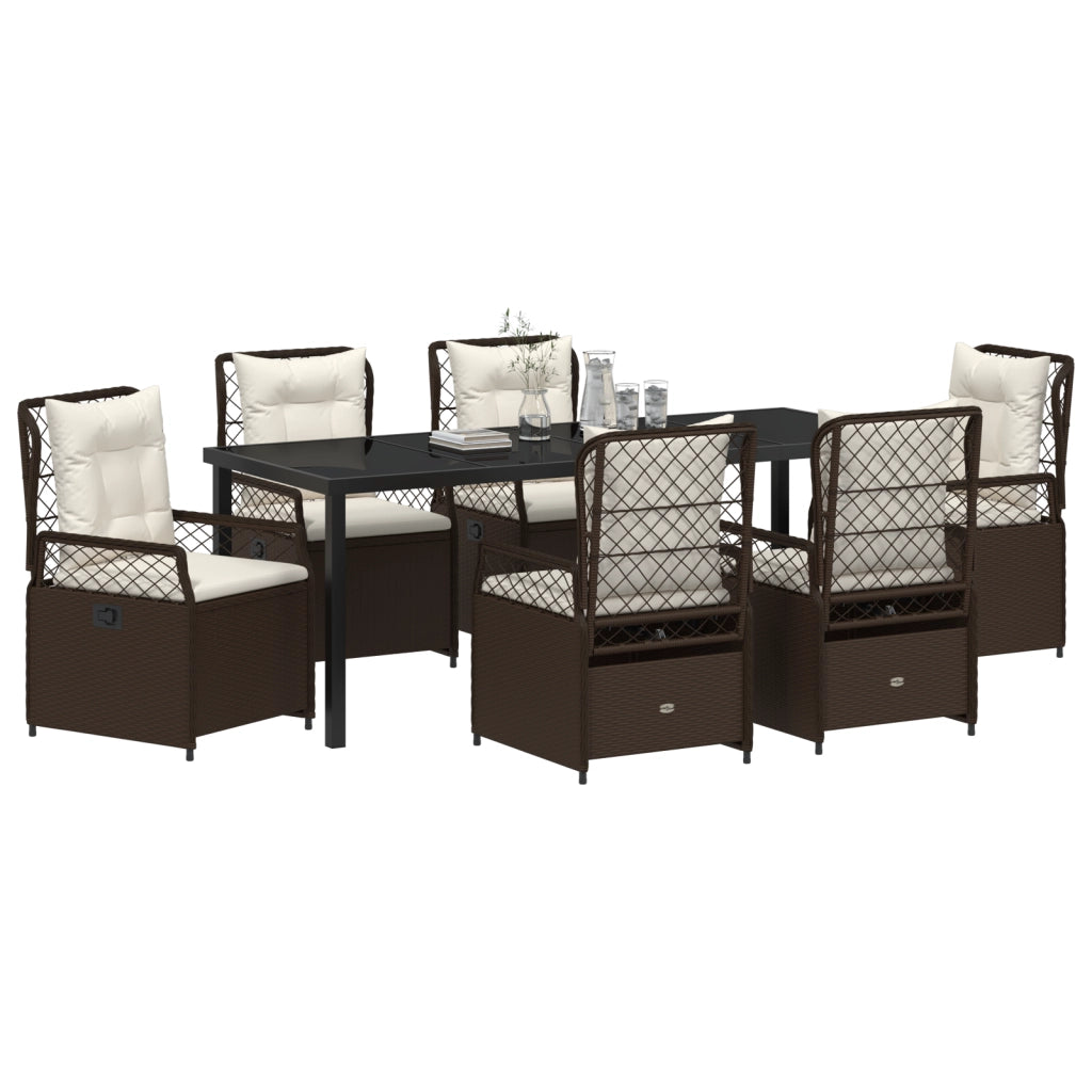 Set da Pranzo da Giardino in 7 Pezzi in Rattan Sintetico Marrone