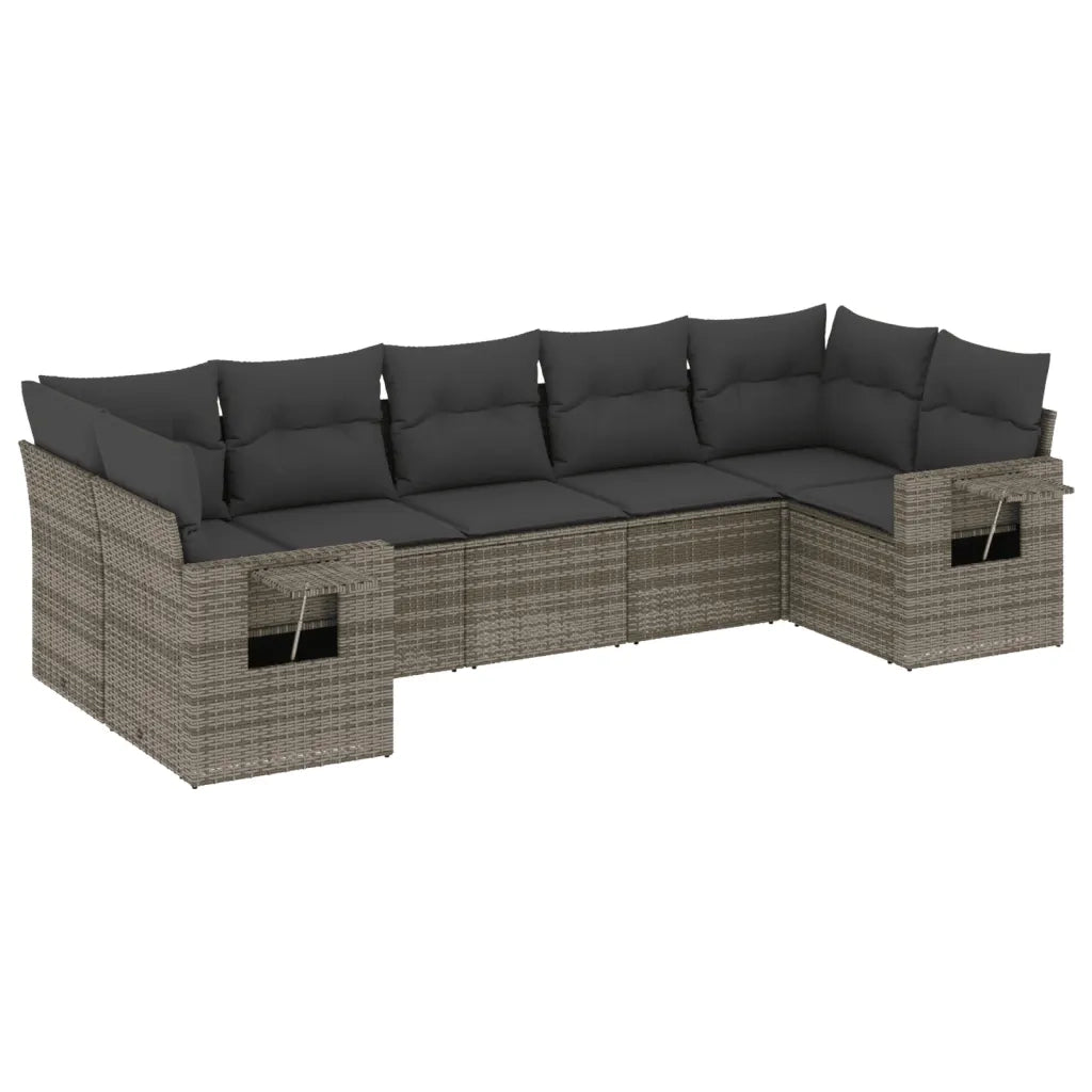 Set Divani da Giardino 7 pz con Cuscini Grigio in Polyrattan 3252927