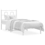 Letto singolo | Letto per adulti | Giroletto senza Materaso con Testiera Metallo Bianco 75x190 cm