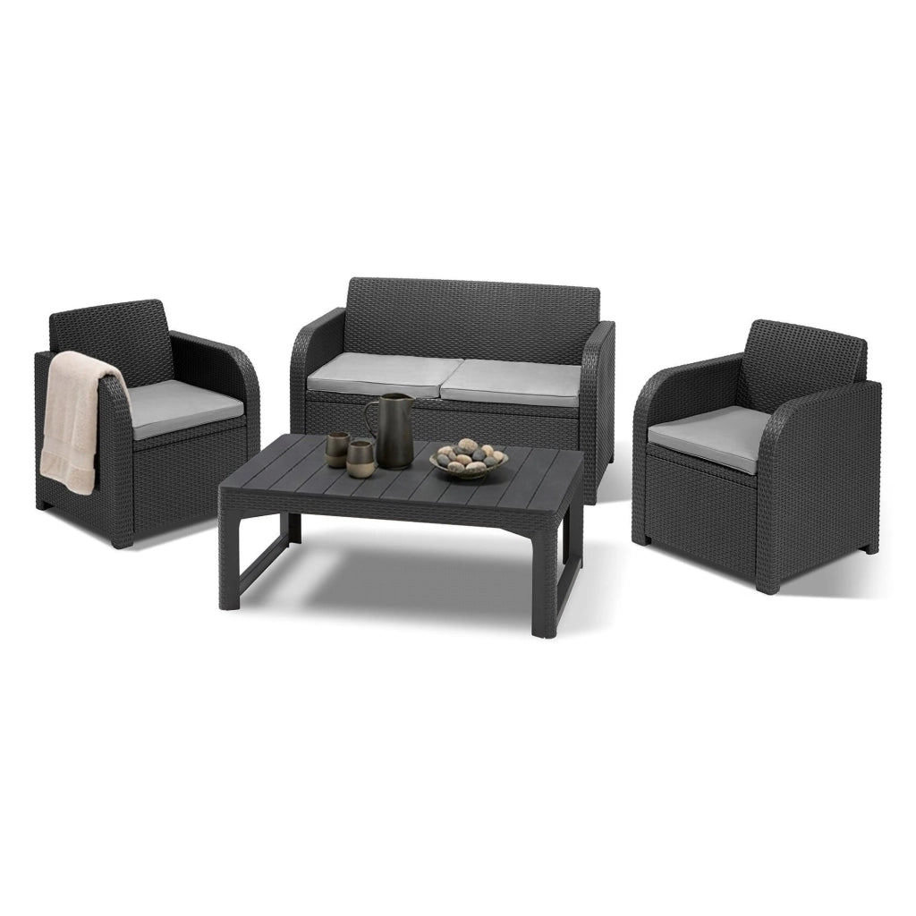 Set salotto da esterno Joliette, Salottino outdoor, Set da balcone o giardino, Composizione soggiorno per esterni, 129x62 h77 cm, Antracite