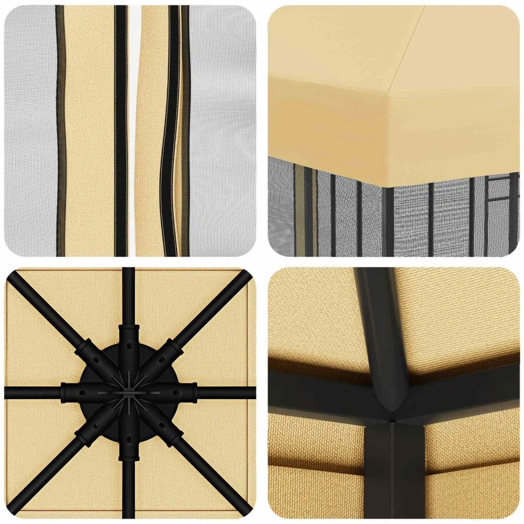 Gazebo | Pergolato da giardino con pareti laterali 3 x 3 m Crema