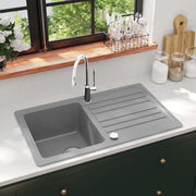 Lavandino Cucina-Lavabo-Lavello granito singolo con scolapiatti reversibile grigio