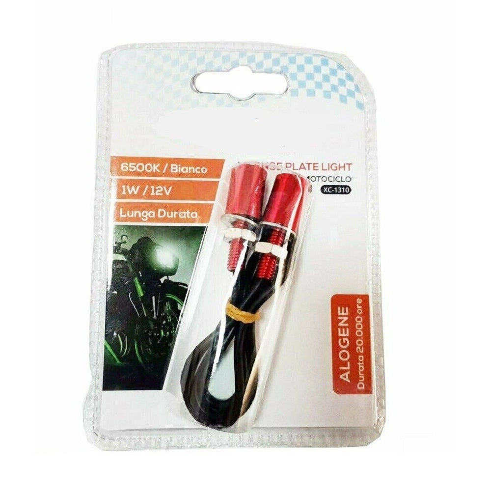 Trade Shop - Kit 2pz Luce A Led Alogene Per Targa Moto Motociclo Luce Bianca 6500k 1w Xc-1310 -