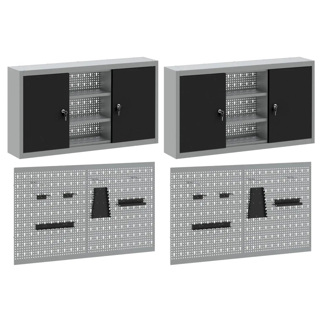 Set di armadi per attrezzi con lo scaffale 6 pcs Nero 3321408