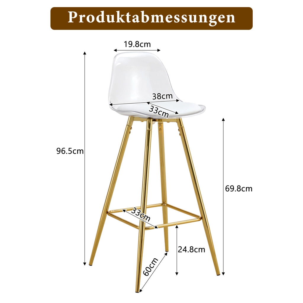 SGABELLI BAR Set da 2 pezzi Oro/Trasparente Metallo e Plastica