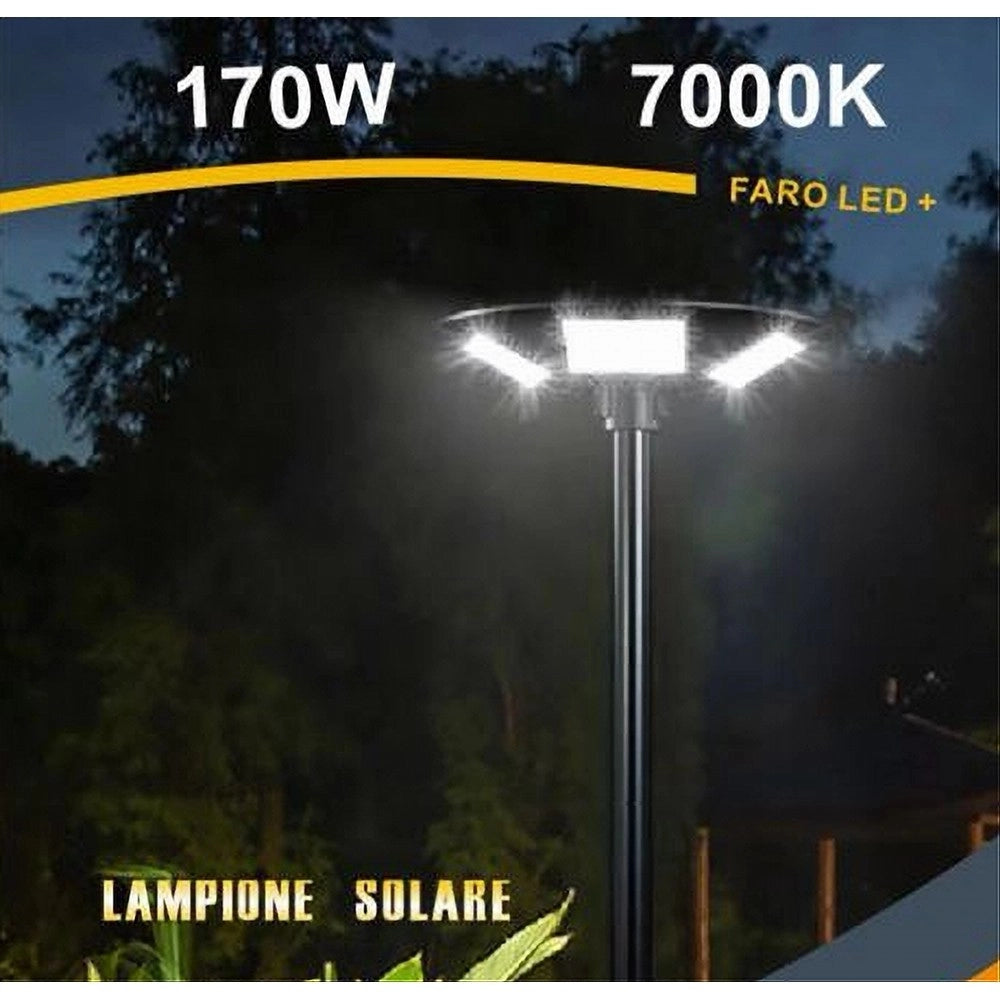 Trade Shop - Lampione Led Con Pannello Solare Sensore Di Movimento Ip65 170 W Lt112-200-7000k -