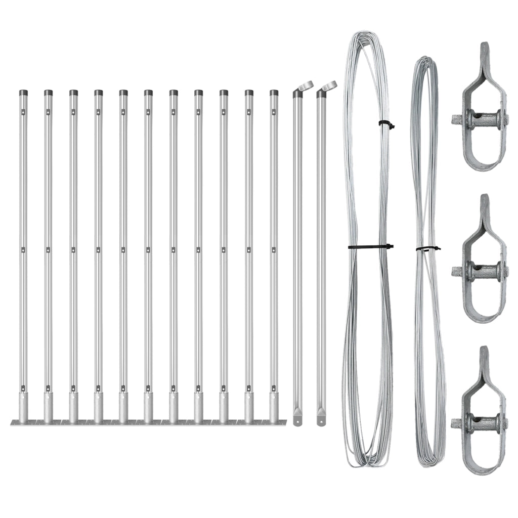 Pali per Recinzione con Piastra di Base 13 pcs Ã˜32mm 90cm Acciaio Zincato