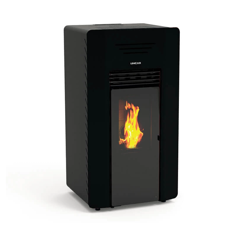 Windy stufa a pellet canalizzata 13,2kw in acciaio nero Lincar