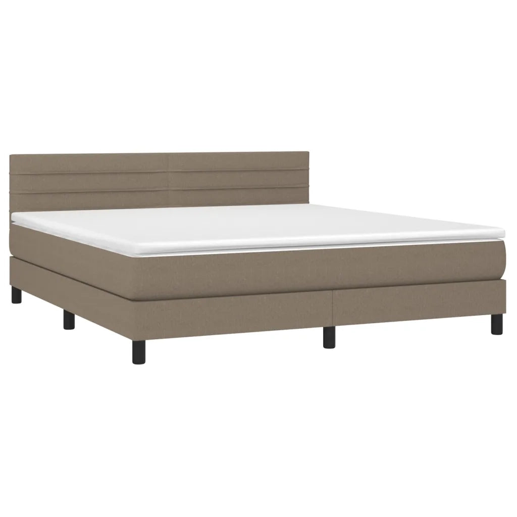 Letto a Molle con Materasso e LED Tortora 160x200 cm in Tessuto