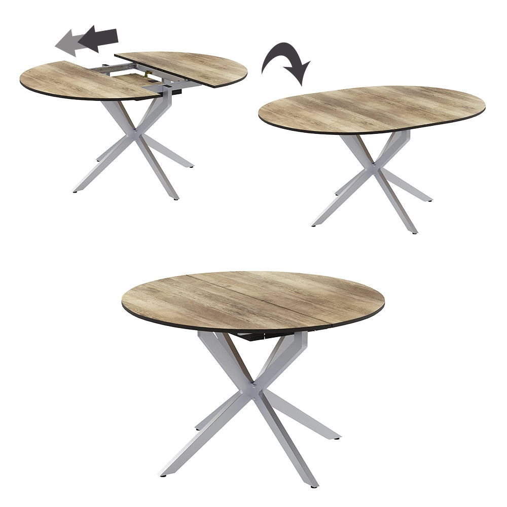 Vicco tavolo da pranzo allungabile Rovere rustico/grigio 120 x 76.5 cm Estensibile