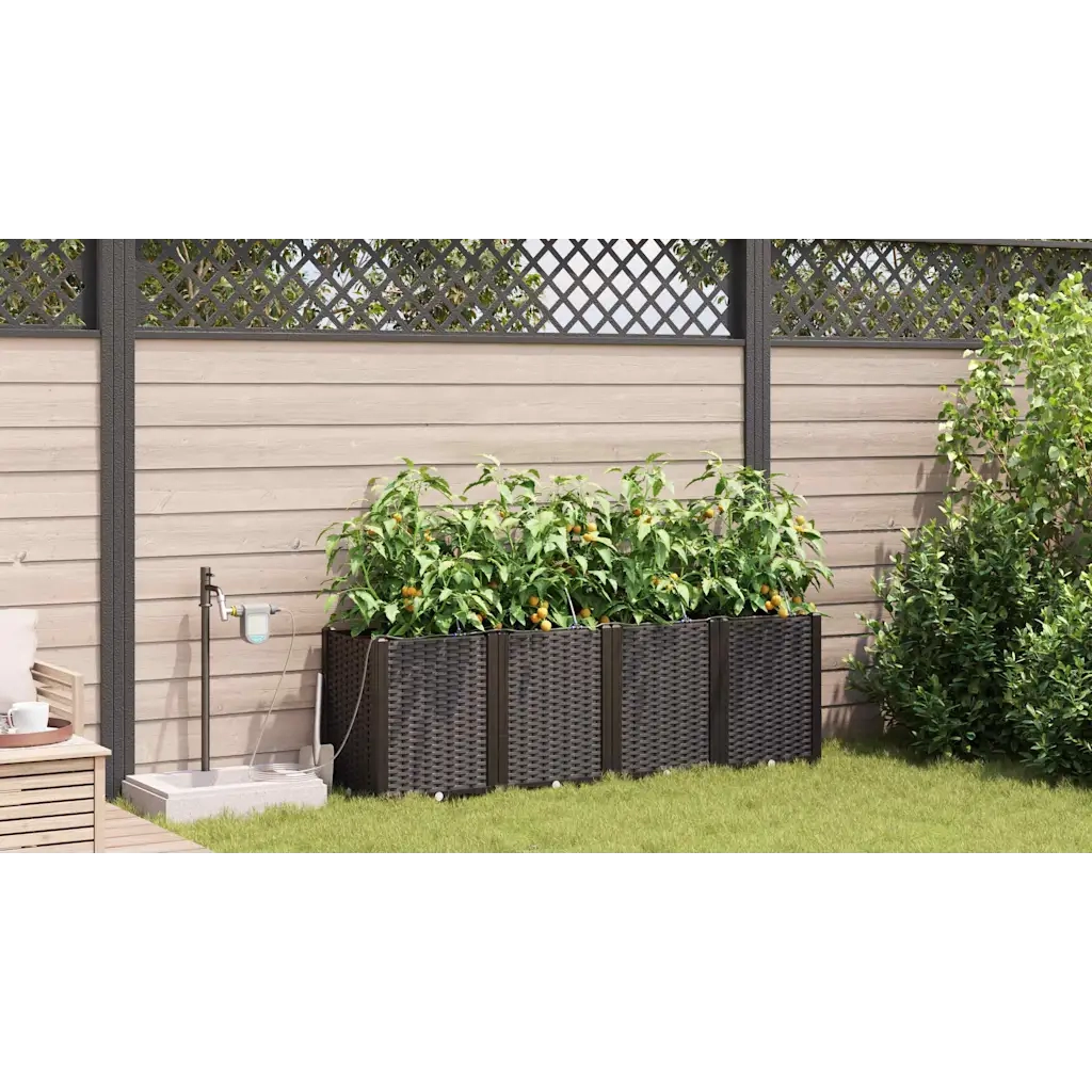 Vaso da giardino 4 pcs Marrone Plastica 42002834