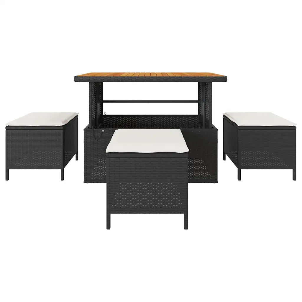 Set da Pranzo per Giardino | Set Salotto da Giardino Nero polyrattan
