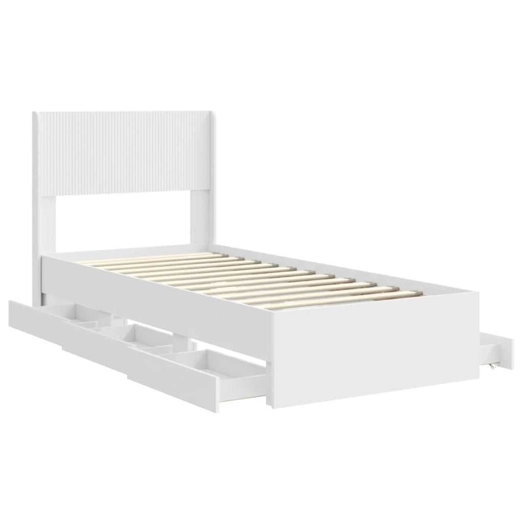 Struttura del letto con stoccaggio e testata Bianco 3414329