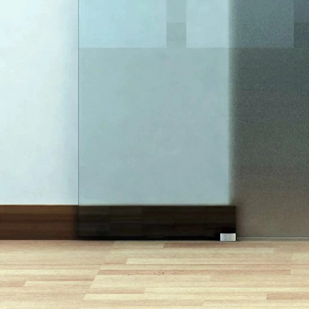 Porta scorrevole in vetro satinato con binario in alluminio e vetro di sicurezza 8 mm
