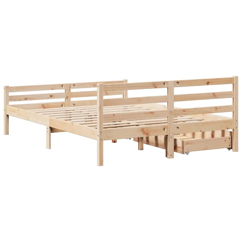 Letto senza Materasso 140x200 cm in Legno Massello di Pino