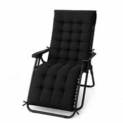 Cuscino Imbottito Universale per Sedia Relax Zero Gravity e Sdraio 155x55 cm con Laccetti di Fissaggio Nero