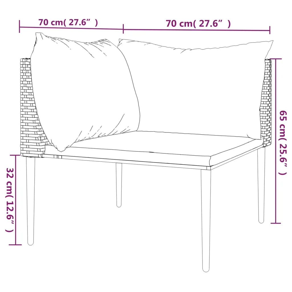 Divano Angolare da Giardino-Sofa da giardino con Cuscini in Polyrattan Grigio