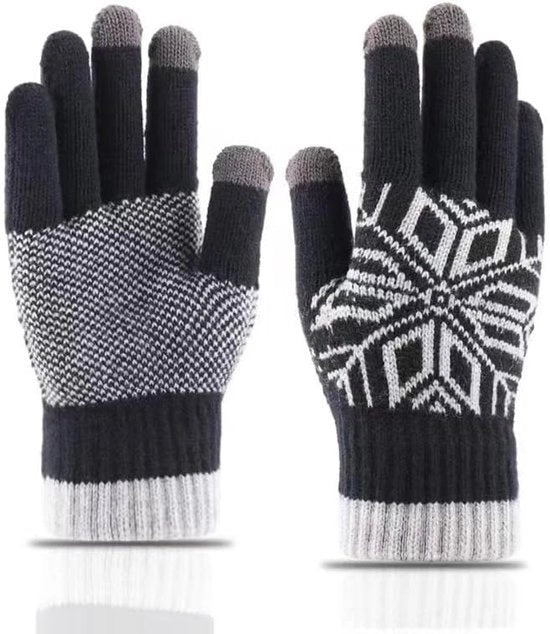 Maniche calde per donne con imbottitura in fleece; guanti caldi touchscreen per uomini; guanti di lana elastici e spessi; guanti caldi; regalo invernale; nero.