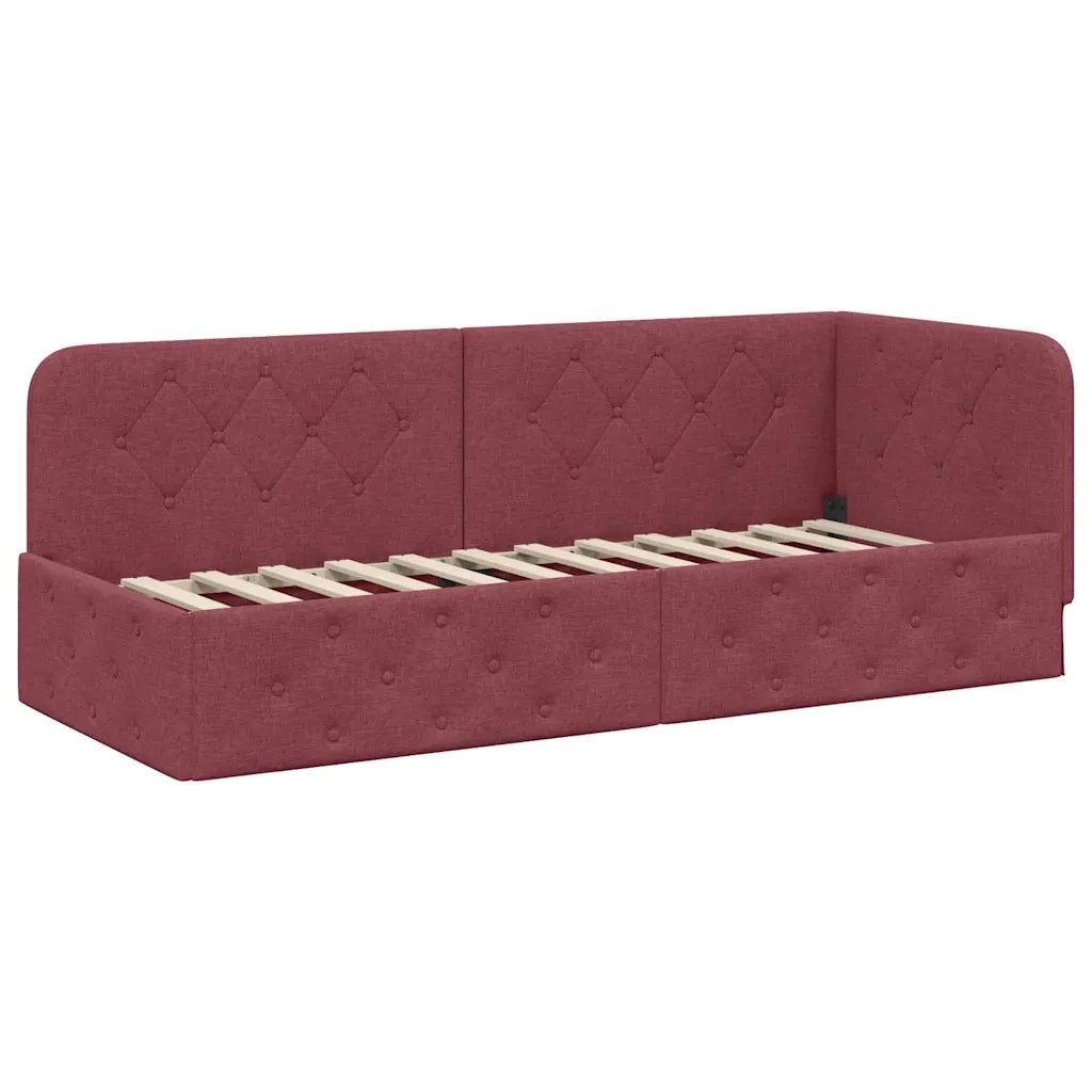 Cornice del letto ad angolo Rosso Vino 80 x 200 cm Tessuto 3394032