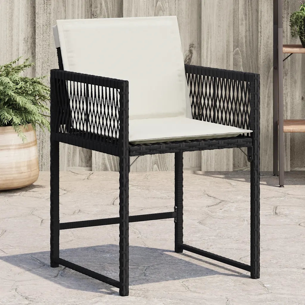 Sedie da Giardino con Cuscini 4 pz Nere in Polyrattan 365017