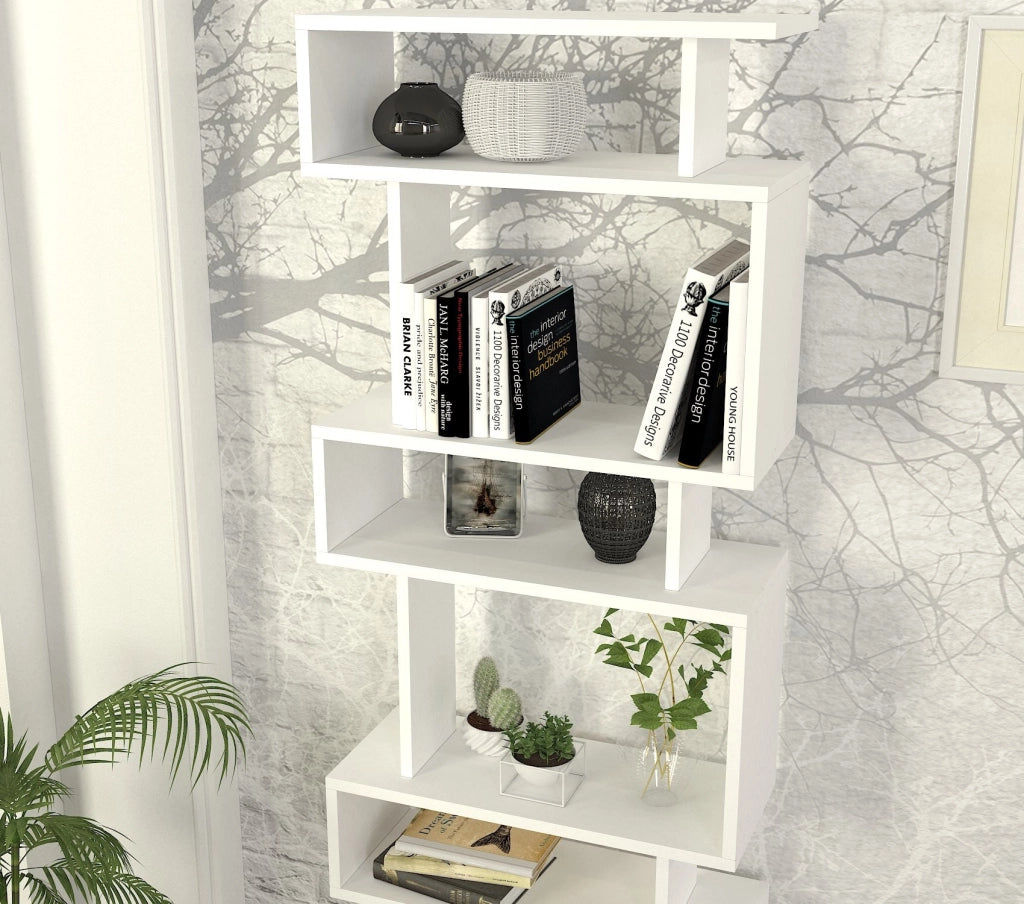 Libreria in legno "Blok" - 60 x 19 x 165 cm - Bianco