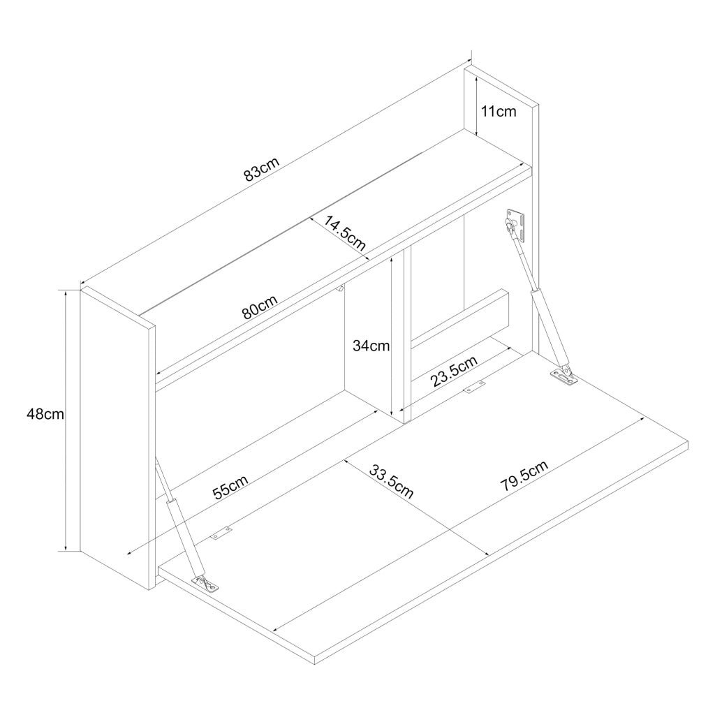 Scrivania/postazione di lavoro pieghevole a parete 48 x 83 x 48 cm effetto rovere beige 03_0009061