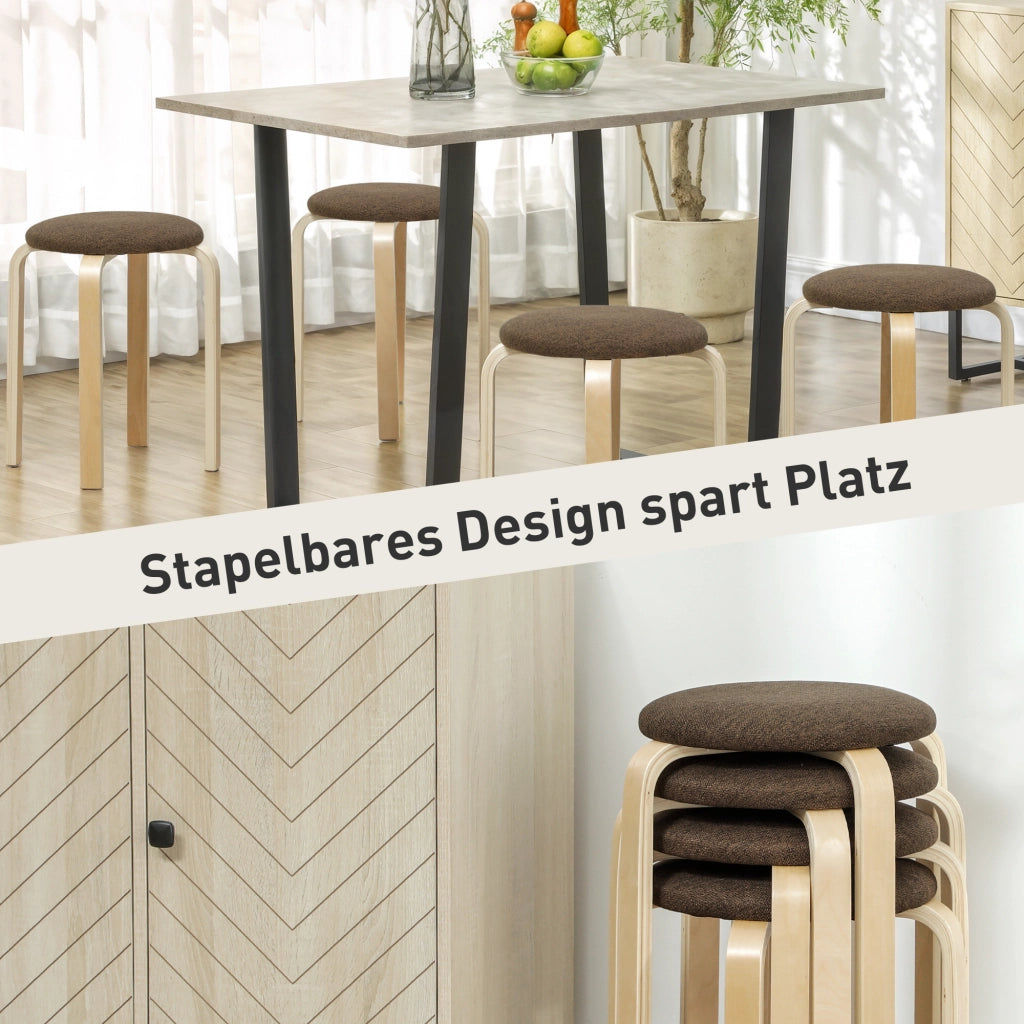 Sgabello imbottito in set di 4 ¨C Zephmum ¨C Legno marrone