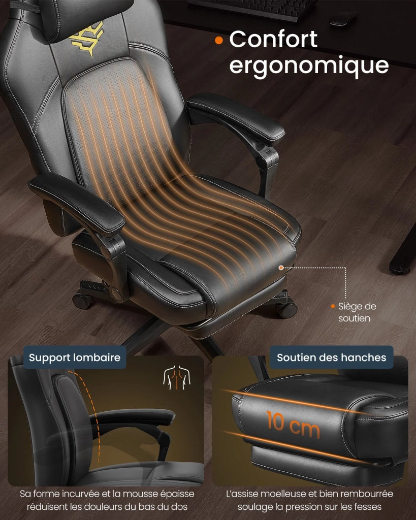 Sedia da gaming sedia da ufficio ergonomica con poggiapiedi sedia da gaming con poggiatesta similpelle altezza regolabile nera 12_0006073