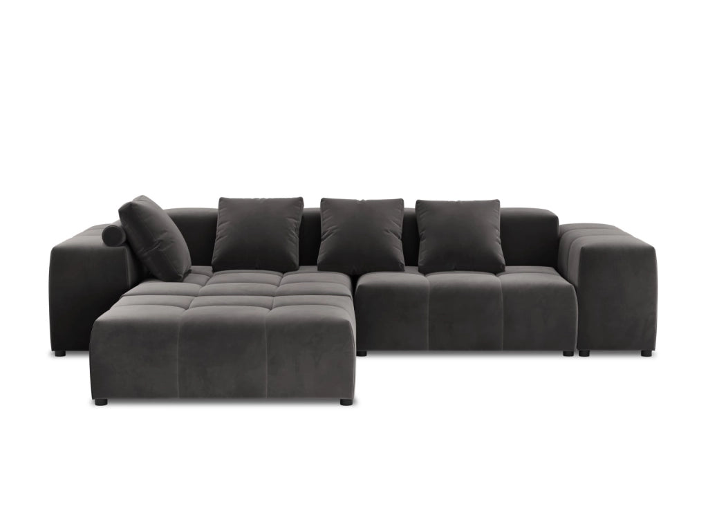 Cosmopolitan Design - Divano angolare modulare reversibile "Rome" 5 posti in velluto grigio scuro 
