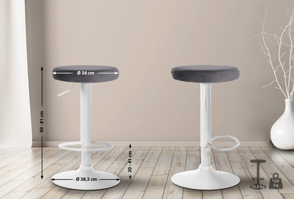 2er Set Barhocker Ponte Samt weiЯ