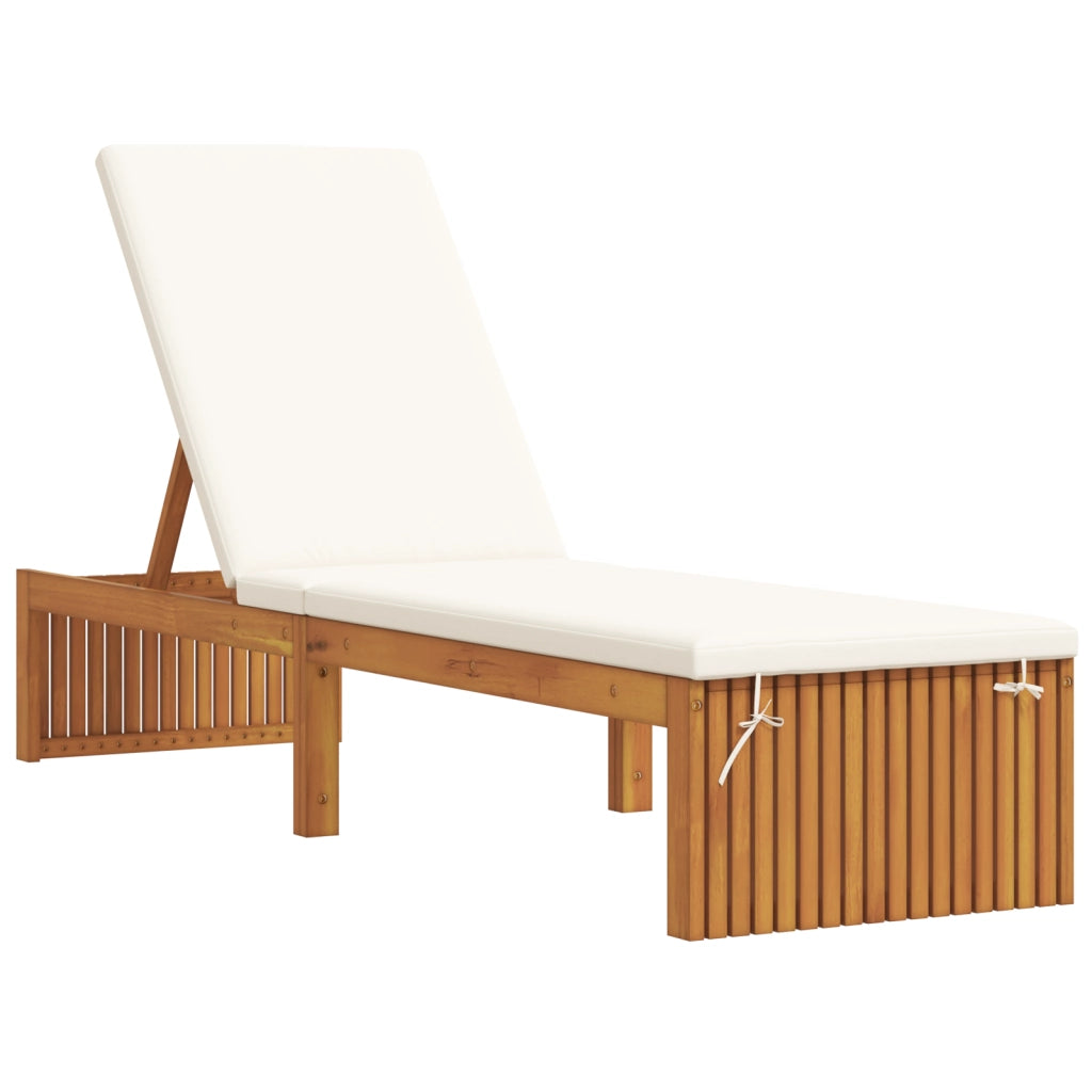 Lettino prendisole con cuscino 200x55x30 cm in legno massello di acacia