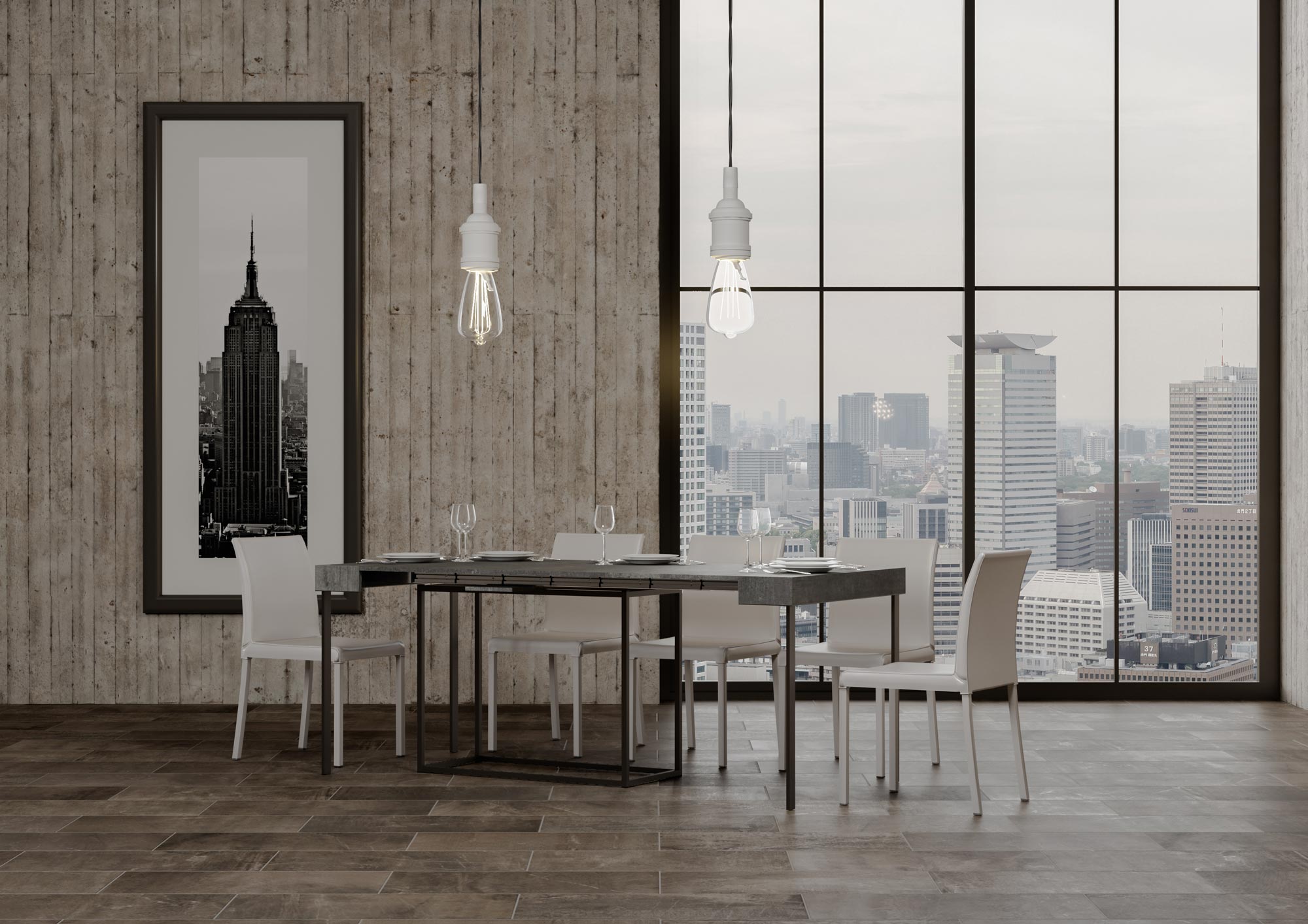 Consolle Allungabile 90-300x40x77 cm in Nobilitato Grigio