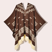 Sciarpa da viaggio da donna, stile etnico, con nappe, modello pullover, calda cappa decorativa da esterno in jacquard