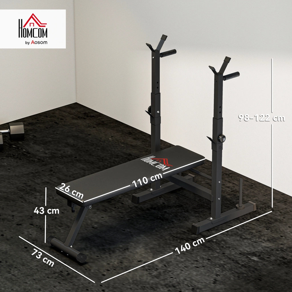 Panca Pesi Pieghevole ¨C Zephmum ¨C Nera, Acciaio e PU, 140x73x98-122 cm