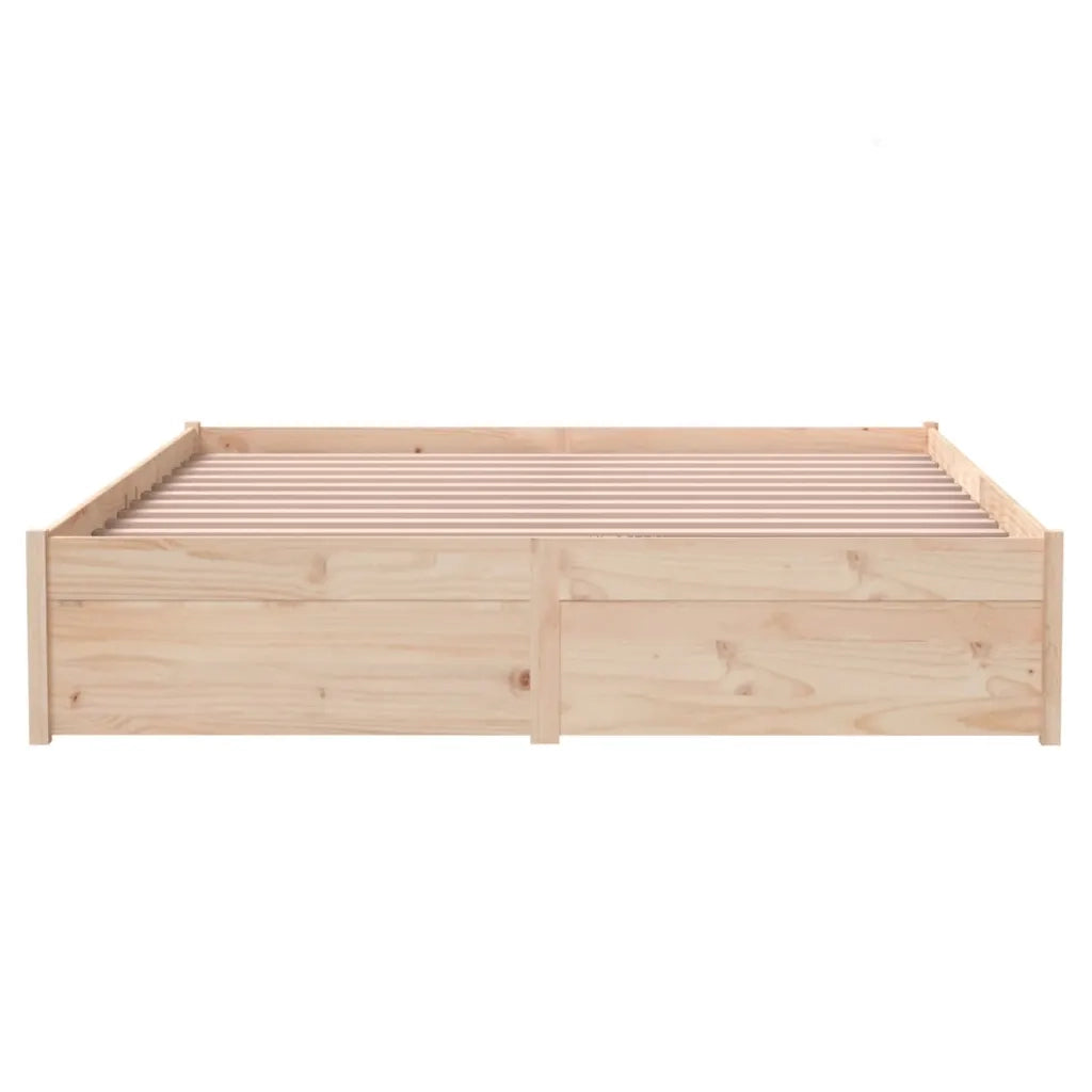 Giroletto senza Materasso-Struttura Letto Ambrato in Legno Massello 140x200 cm 232968