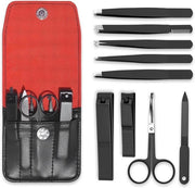 Set di manicure professionale in acciaio inossidabile con valigetta da viaggio in pelle per uomini e donne - 9PEZZI