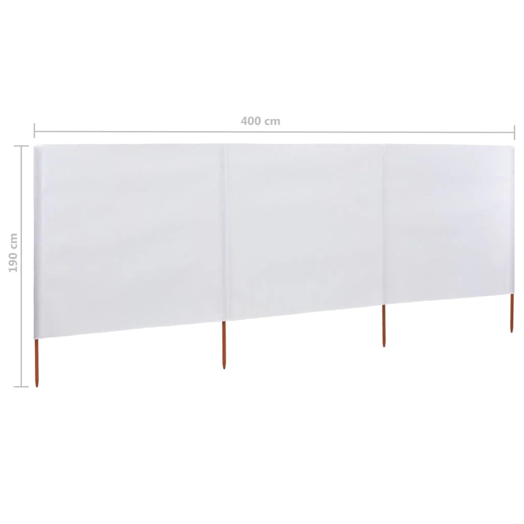 Paravento a 3 pannelli in tessuto 400 x 160 cm bianco sabbia 02_0008807