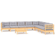 Set di mobili da giardino per esterni 9 pezzi con cuscini grigio legno di pino massiccio 02_0017996