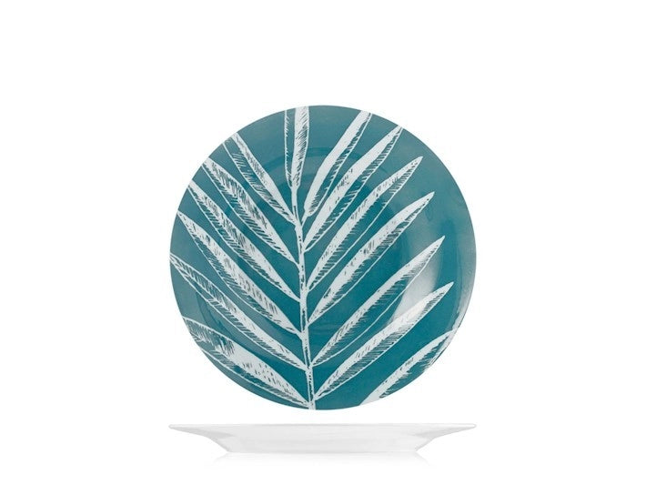 Servizio 18 pezzi tavola blu foliage in porcellana decorata.