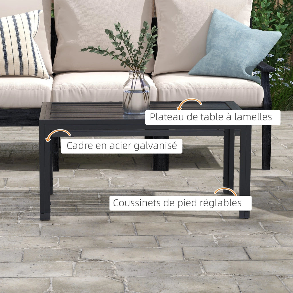 Tavolino da giardino rettangolare ¨C zephmum ¨C nero, acciaio, 101.5x61x46 cm
