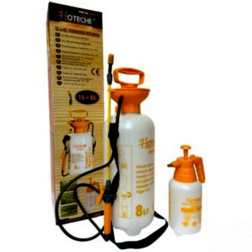 Trade Shop - Pompa Irroratrice A Pressione 8 Litri + Spruzzino Vaporizzatore Manuale 1 Litro -