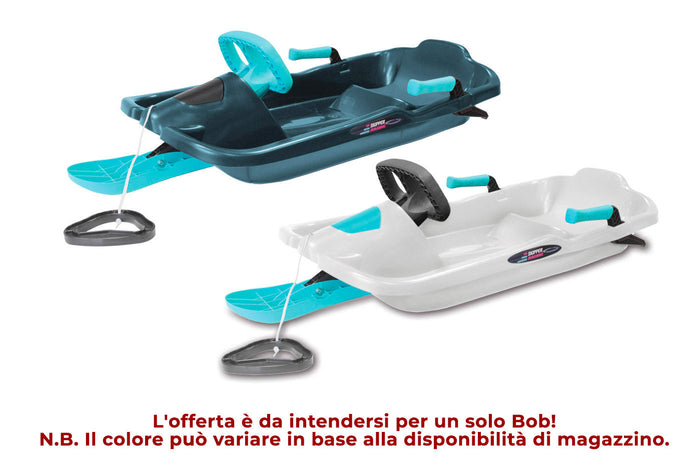 Bob Slittino da Neve 98x45x23 cm 1 Posto Skipper Bianco o Blu Petrolio