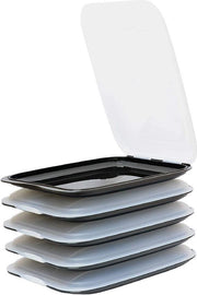 Contenitori per salumi ripiegabili - Cassetta per conservazione dei salumi - Contenitori per prosciutto - Ordine nella dispensa - 5 pezzi - Nero - 25x17x33 cm supporto per formaggio