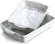 Set a doppio con ciotola per torta e teglia per pane in ceramica marmorea con maniglia e 2 mattonelle, 2200/3200 ml